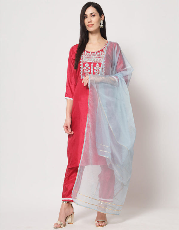 Traditional Function Wear South Silk Readymade Suit Collection Pink South Silk Pant Straight Front View