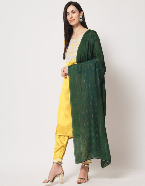 Traditional Function Wear South Silk Readymade Suit Collection Yellow South Silk Pant Straight Close-up View