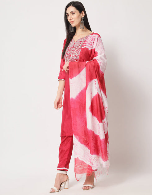 Traditional Function Wear South Silk Readymade Suit Collection Pink South Silk Pant Straight Close-up View