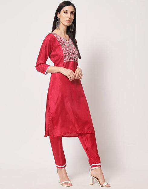 Traditional Function Wear South Silk Readymade Suit Collection Pink South Silk Pant Straight Back View