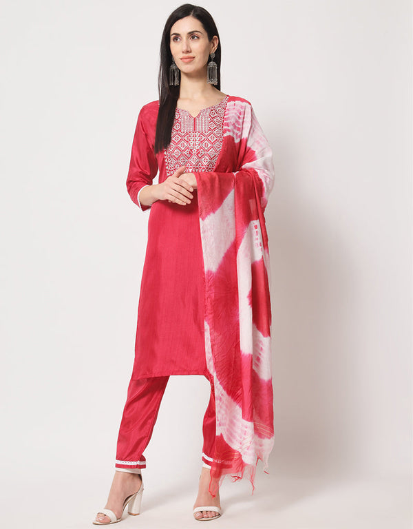 Traditional Function Wear South Silk Readymade Suit Collection Pink South Silk Pant Straight Front View