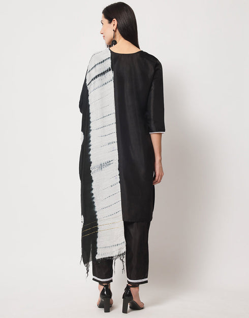 Traditional Function Wear South Silk Readymade Suit Collection Black South Silk Pant Straight Side View