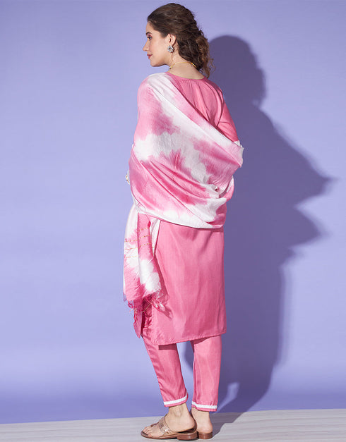 Traditional Function Wear South Silk Readymade Suit Collection Pink South Silk Pant Straight Side View