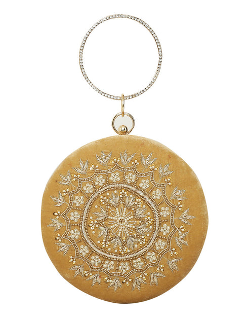 Grey Designer Embroidery Heavy Clutches-Accessories