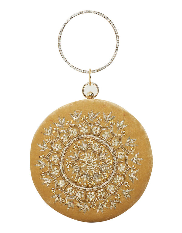 Grey Designer Embroidery Heavy Clutches-Accessories