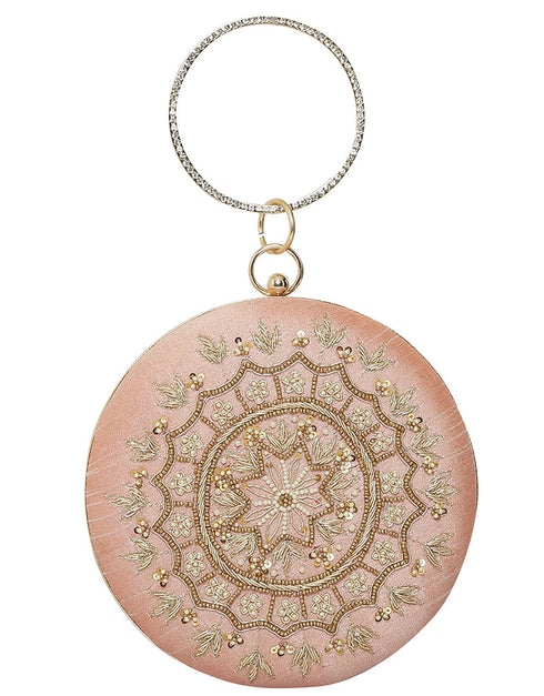 Purple Designer Embroidery Heavy Clutches-Accessories