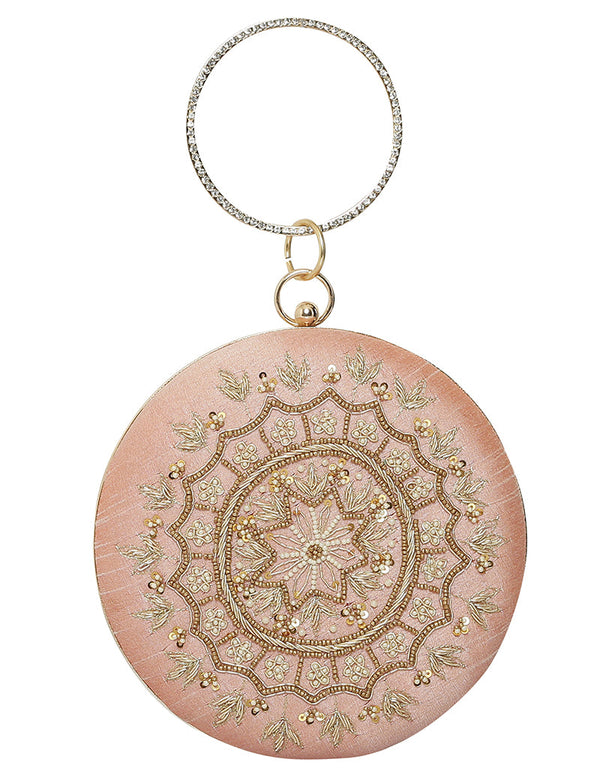 Purple Designer Embroidery Heavy Clutches-Accessories