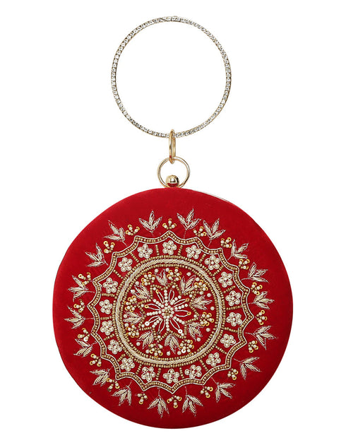 Pink Designer Embroidery Heavy Clutches-Accessories