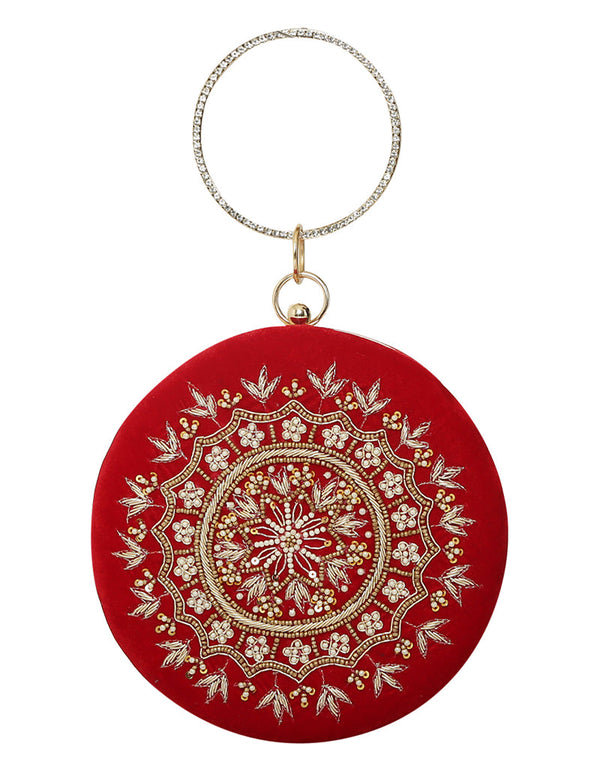 Pink Designer Embroidery Heavy Clutches-Accessories