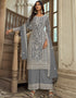 Traditional Function Wear Heavy Butterfly Net Salwar Suit Collection Grey Heavy Butterfly Net Pant Straight Front View
