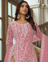 Traditional Function Wear Heavy Butterfly Net Salwar Suit Collection Pink Heavy Butterfly Net Pant Straight Close-up View