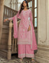 Traditional Function Wear Heavy Butterfly Net Salwar Suit Collection Pink Heavy Butterfly Net Pant Straight Front View