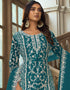 Traditional Function Wear Heavy Butterfly Net Salwar Suit Collection Teal Heavy Butterfly Net Pant Straight Close-up View