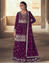 Traditional Function Wear Heavy Readymade Suit Collection Wine Real Georgette Lehenga Suit Front View