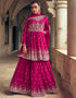 Traditional Function Wear Heavy Readymade Suit Collection Pink Real Georgette Lehenga Suit Front View