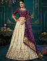 Traditional Designear Party Wear Dola Silk Lehenga Choli Collection Cream Dola Silk Lehenga Choli Front View