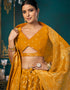 Traditional Designear Party Wear Dola Silk Lehenga Choli Collection Mustard Dola Silk Lehenga Choli Back View