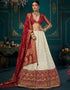 Traditional Designear Party Wear Dola Silk Lehenga Choli Collection White Dola Silk Lehenga Choli Front View
