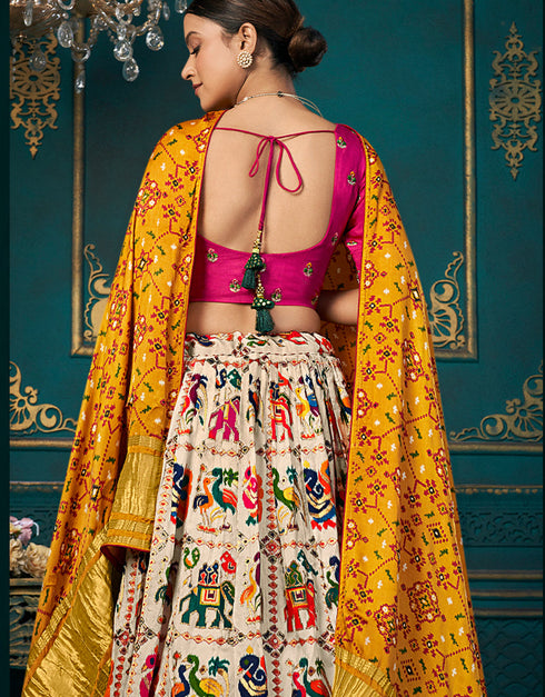Traditional Designear Party Wear Dola Silk Lehenga Choli Collection Multi Dola Silk Lehenga Choli Close-up View