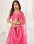 Traditional Designear Party Wear Heavy Butterfly Net Lehenga Choli Collection Pink Butterfly Net Lehenga Choli Front View