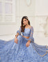 Traditional Designear Party Wear Heavy Butterfly Net Lehenga Choli Collection Blue Butterfly Net Lehenga Choli Close-up View