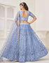 Traditional Designear Party Wear Heavy Butterfly Net Lehenga Choli Collection Blue Butterfly Net Lehenga Choli Back View