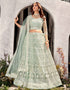 Traditional Designear Party Wear Heavy Net Lehenga Choli Collection Pista Net Lehenga Choli Close-up View