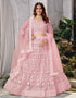 Traditional Designear Party Wear Heavy Net Lehenga Choli Collection Pink Net Lehenga Choli Front View