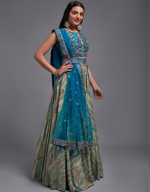 Traditional Designear Party Wear Heavy Lehenga Choli Collection Rama Art Silk Lehenga Choli Back View