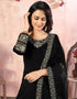 Traditional Function Wear Suit Collection Black Art Silk Patiyala Straight Back View
