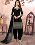 Traditional Function Wear Suit Collection Black Art Silk Patiyala Straight Front View