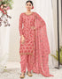 Traditional Function Wear Suit Collection Pink Net Patiyala Straight Close-up View
