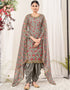 Traditional Function Wear Suit Collection Grey Net Patiyala Straight Front View
