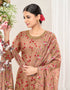 Traditional Function Wear Suit Collection Peachy Brown Net Patiyala Straight Back View