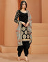 Traditional Function Wear Suit Collection Black Art Silk Patiyala Straight Close-up View