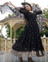 Designer Party Wear Heavy Readymade Gown With Dupatta Collection Black Faux Blooming Georgette Gown Back View
