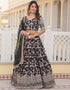 Traditional Designear Party Wear Heavy Lehenga Choli Collection Black Viscose Jacquard Lehenga Choli Close-up View