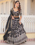 Traditional Designear Party Wear Heavy Lehenga Choli Collection Black Viscose Jacquard Lehenga Choli Back View