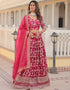 Traditional Designear Party Wear Heavy Lehenga Choli Collection Pink Viscose Jacquard Lehenga Choli Close-up View