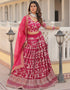 Traditional Designear Party Wear Heavy Lehenga Choli Collection Pink Viscose Jacquard Lehenga Choli Back View