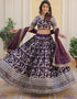 Traditional Designear Party Wear Heavy Lehenga Choli Collection Wine Viscose Jacquard Lehenga Choli Close-up View