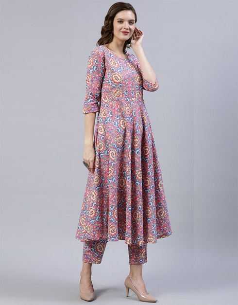 Traditional Function Wear Pure Cotton Readymade Suit Collection Pink Pure Cotton Pant Straight Close-up View