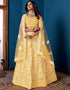 Traditional Function Wear Net Lehenga Choli Yellow Net Lehenga Choli Close-up View