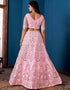 Traditional Function Wear Net Lehenga Choli Pink Net Lehenga Choli Close-up View