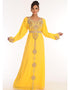 Trendy Yellow Georgette Hand Embroidery Party Wear Kaftan