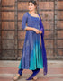 Traditional Function Wear Readymade Anarkali Suit Collection Navy Blue Heavy Muslin Pant Anarkali Close-up View