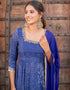 Traditional Function Wear Readymade Anarkali Suit Collection Navy Blue Heavy Muslin Pant Anarkali Side View