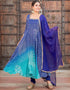 Traditional Function Wear Readymade Anarkali Suit Collection Navy Blue Heavy Muslin Pant Anarkali Front View