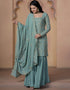 Traditional Function Wear Readymade Suit Collection Mint Faux Georgette Sarara Suit Close-up View