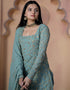 Traditional Function Wear Readymade Suit Collection Mint Faux Georgette Sarara Suit Front View